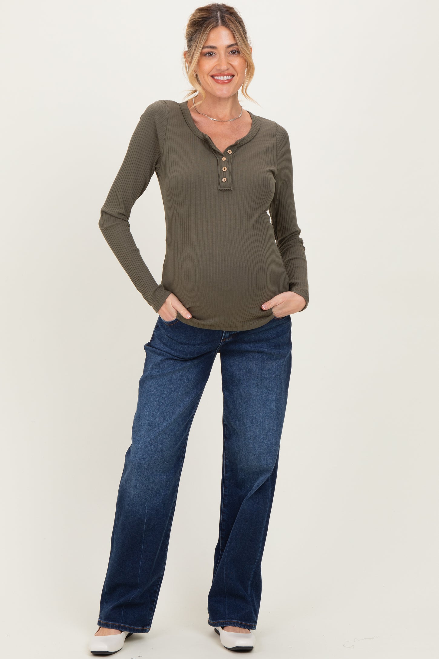 Navy Dark Wash Boyfriend Fit Maternity Jeans