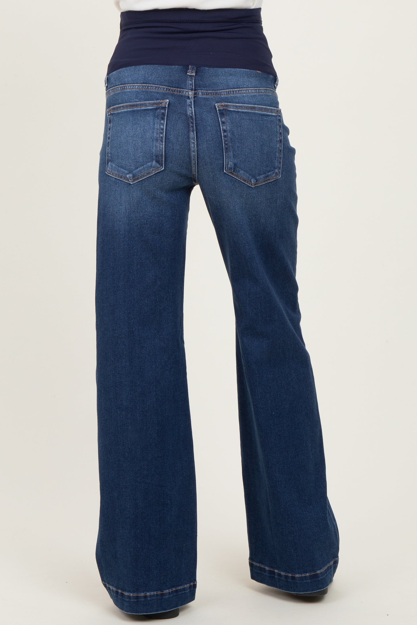 Navy Dark Wash Wide Leg Maternity Jeans