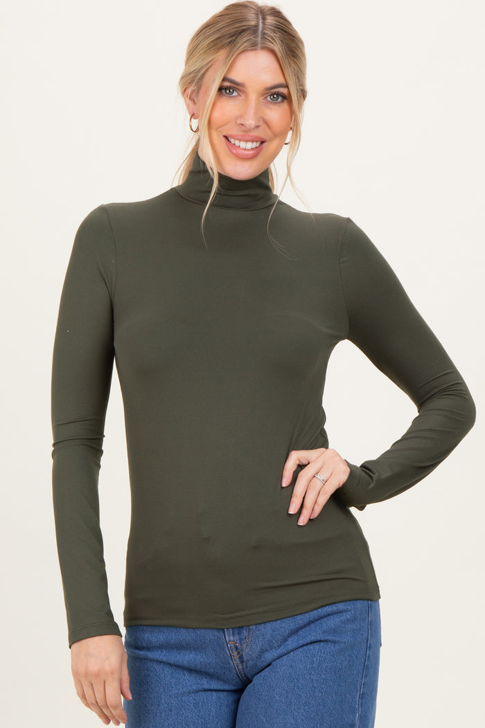 Olive Mock Neck Top