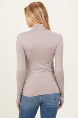 Taupe Maternity Mock Neck Top