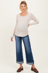 Navy Cuffed Relaxed Fit Maternity Ankle Straight Leg Jeans
