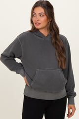 Charcoal Soft Fleece Maternity Pocket Hoodie