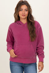Wine Soft Fleece Maternity Pocket Hoodie