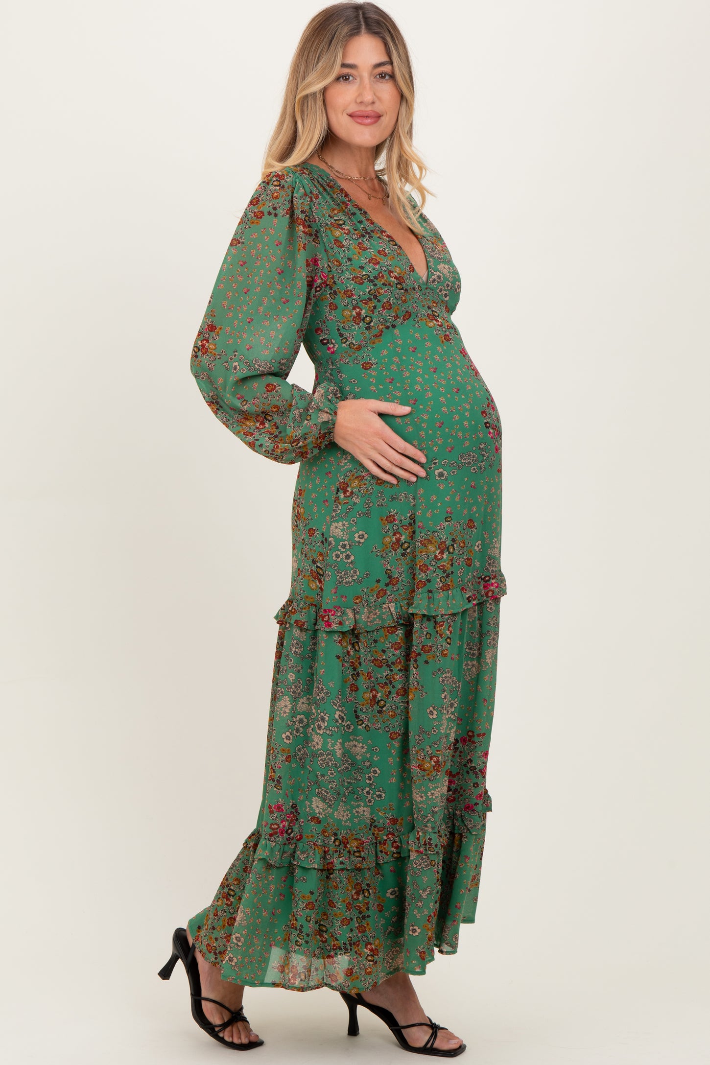 long sleeve fall maternity dress Fabulous Blue Long Sleeve Velvet Maternity Dress