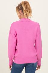 Pink Wide Neck Drop Shoulder Maternity Sweater