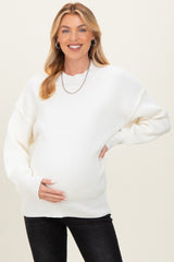 Ivory Wide Neck Drop Shoulder Maternity Sweater