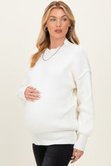 Ivory Wide Neck Drop Shoulder Maternity Sweater