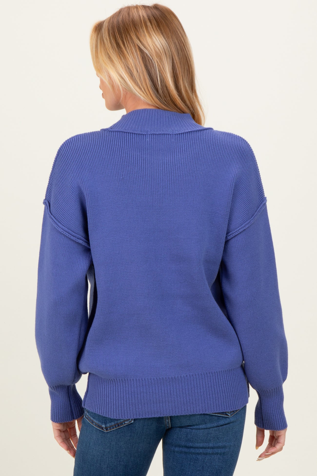 Purple Wide Neck Drop Shoulder Maternity Sweater