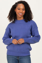 Purple Wide Neck Drop Shoulder Sweater