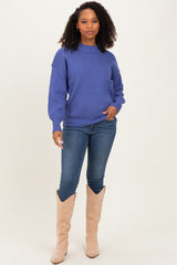 Purple Wide Neck Drop Shoulder Sweater