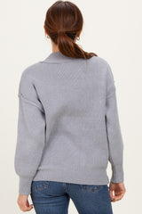 Grey Wide Neck Drop Shoulder Sweater