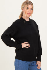 Black Wide Neck Drop Shoulder Sweater