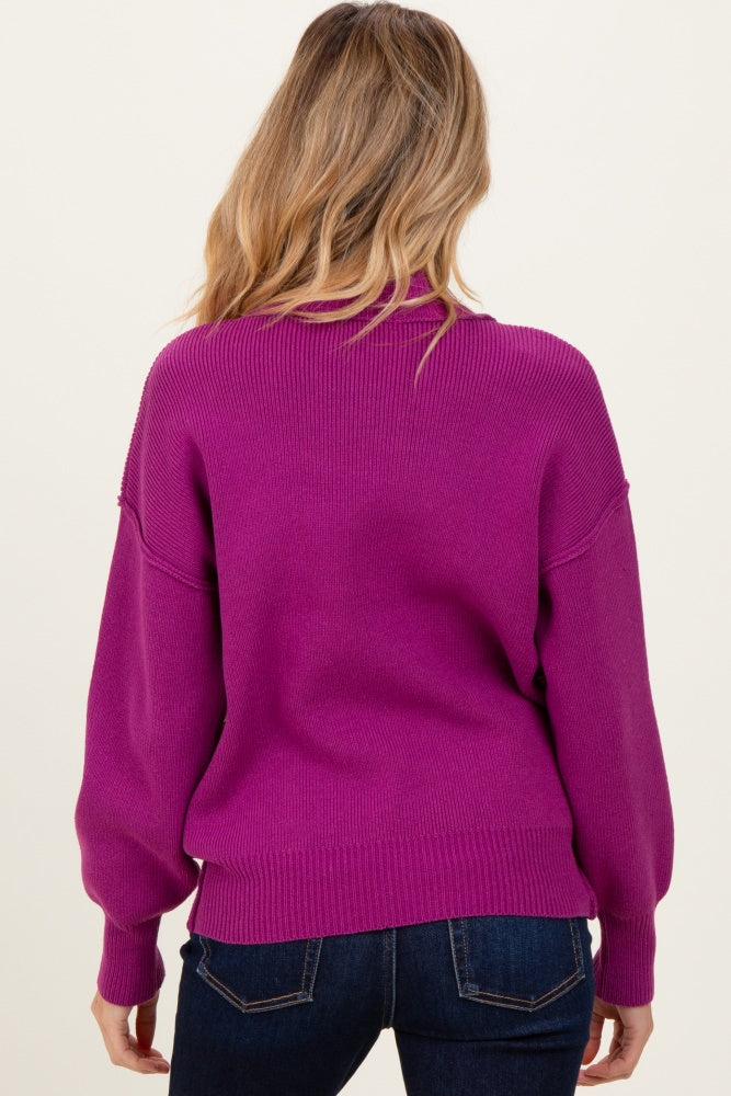 Plum Wide Neck Drop Shoulder Maternity Sweater