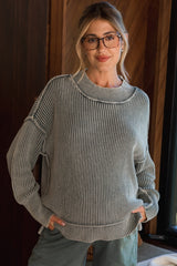 Jade Washed Side Slit Oversized Maternity Sweater