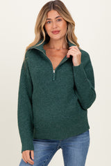 Green Half Zip Maternity Pullover Sweater