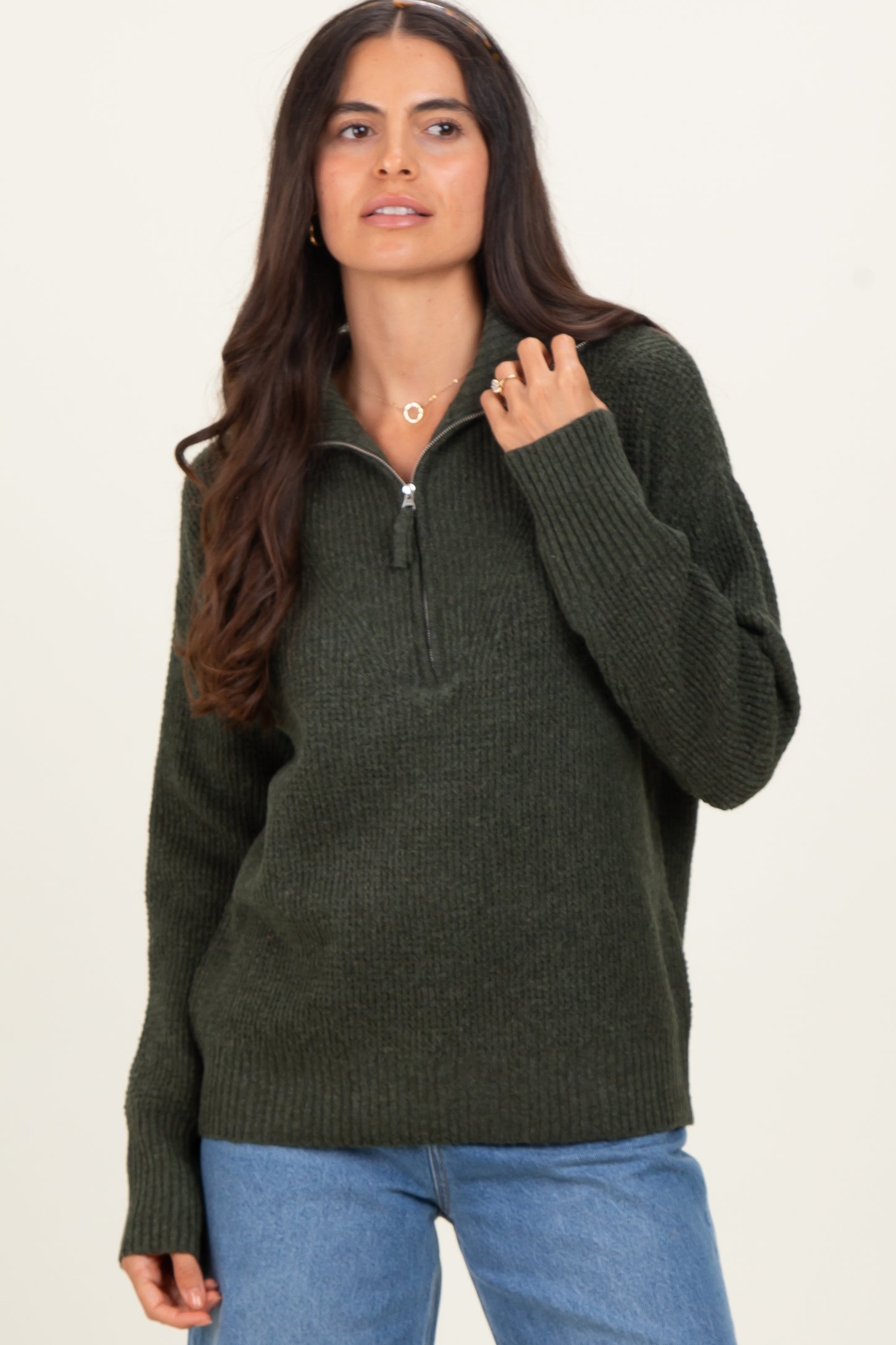 Olive Half Zip Pullover Sweater