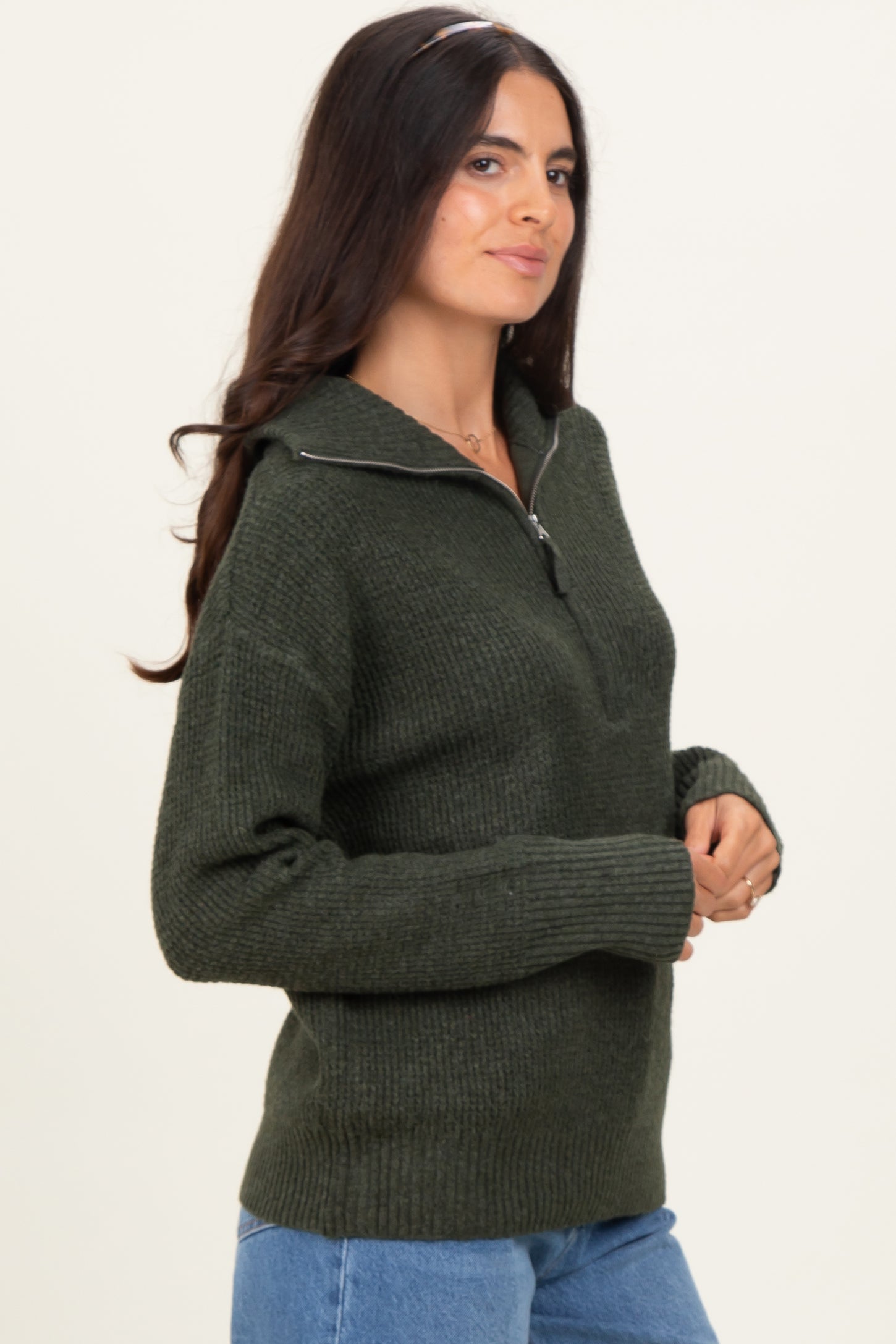 Olive Half Zip Pullover Sweater