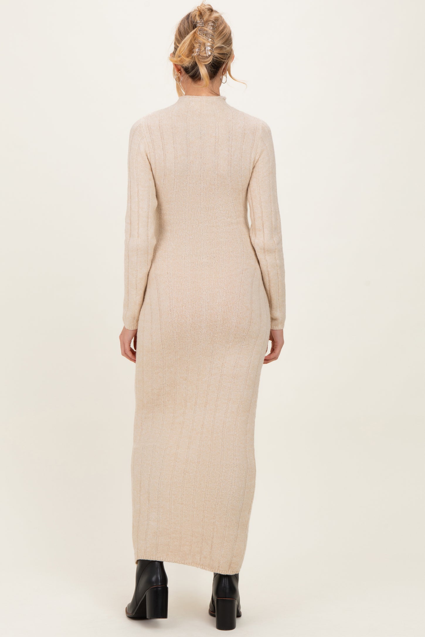 cream maternity sweater dress Cream Fuzzy Knit Puff Sleeve Maternity Sweater Dress PinkBlush