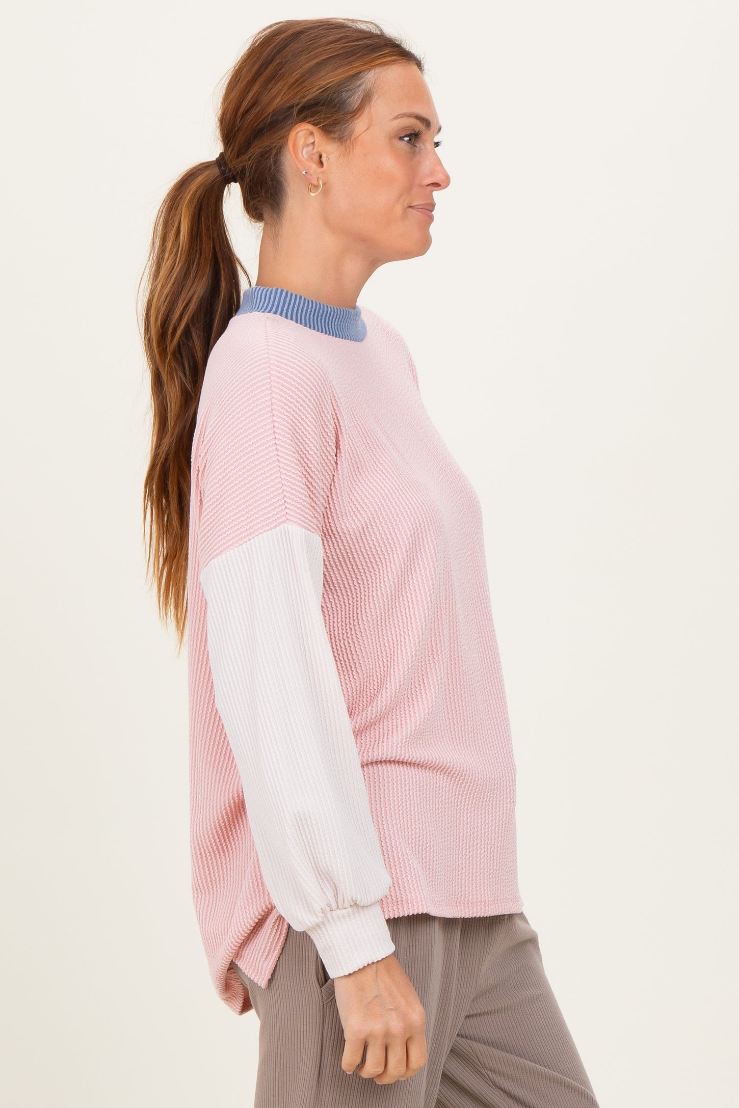 Pink Colorblock Top Pink Ribbed Colorblock Side Slit Top – PinkBlush