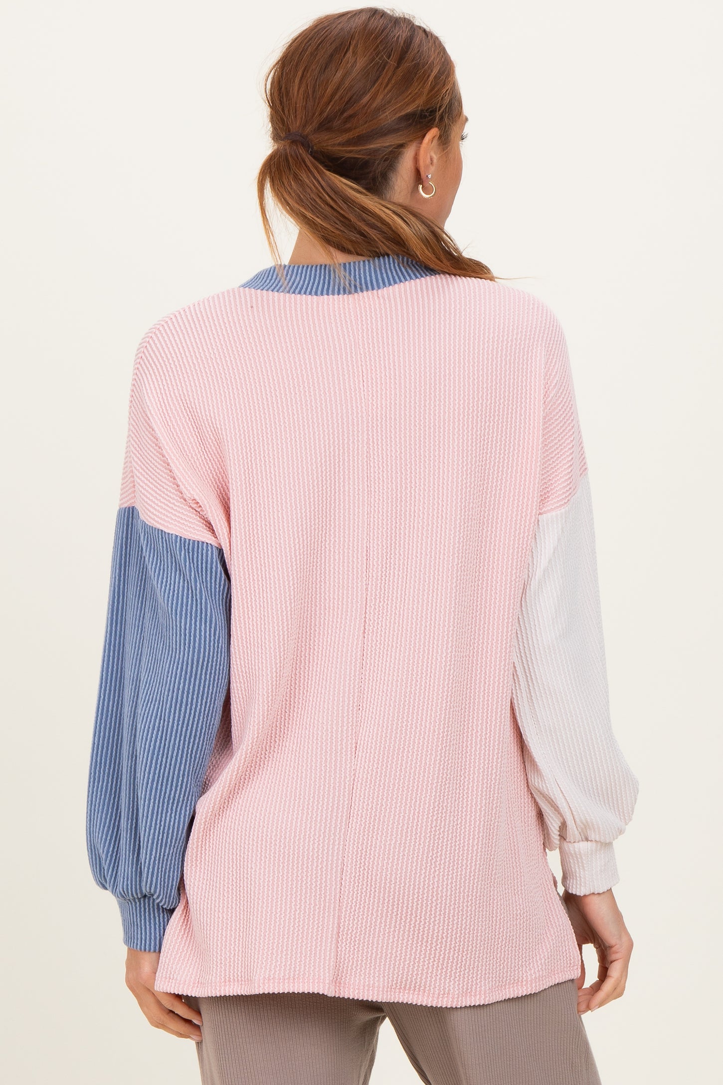 Pink Colorblock Top Pink Ribbed Colorblock Side Slit Top – PinkBlush
