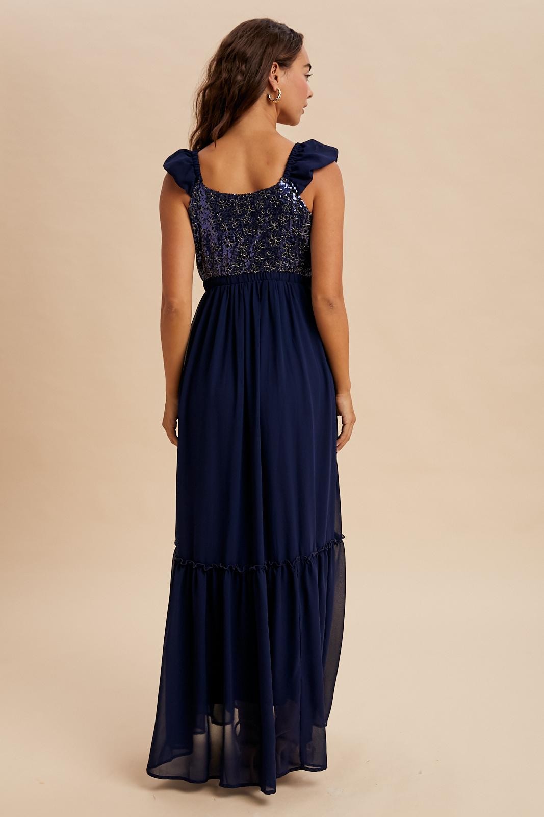 sequin bodice maxi dress Faeriesty Stunning Strapless Sequin Bodice Chiffon Flared Maxi Dress For Women Elegant Glamorous Evening Wear Party Wedding