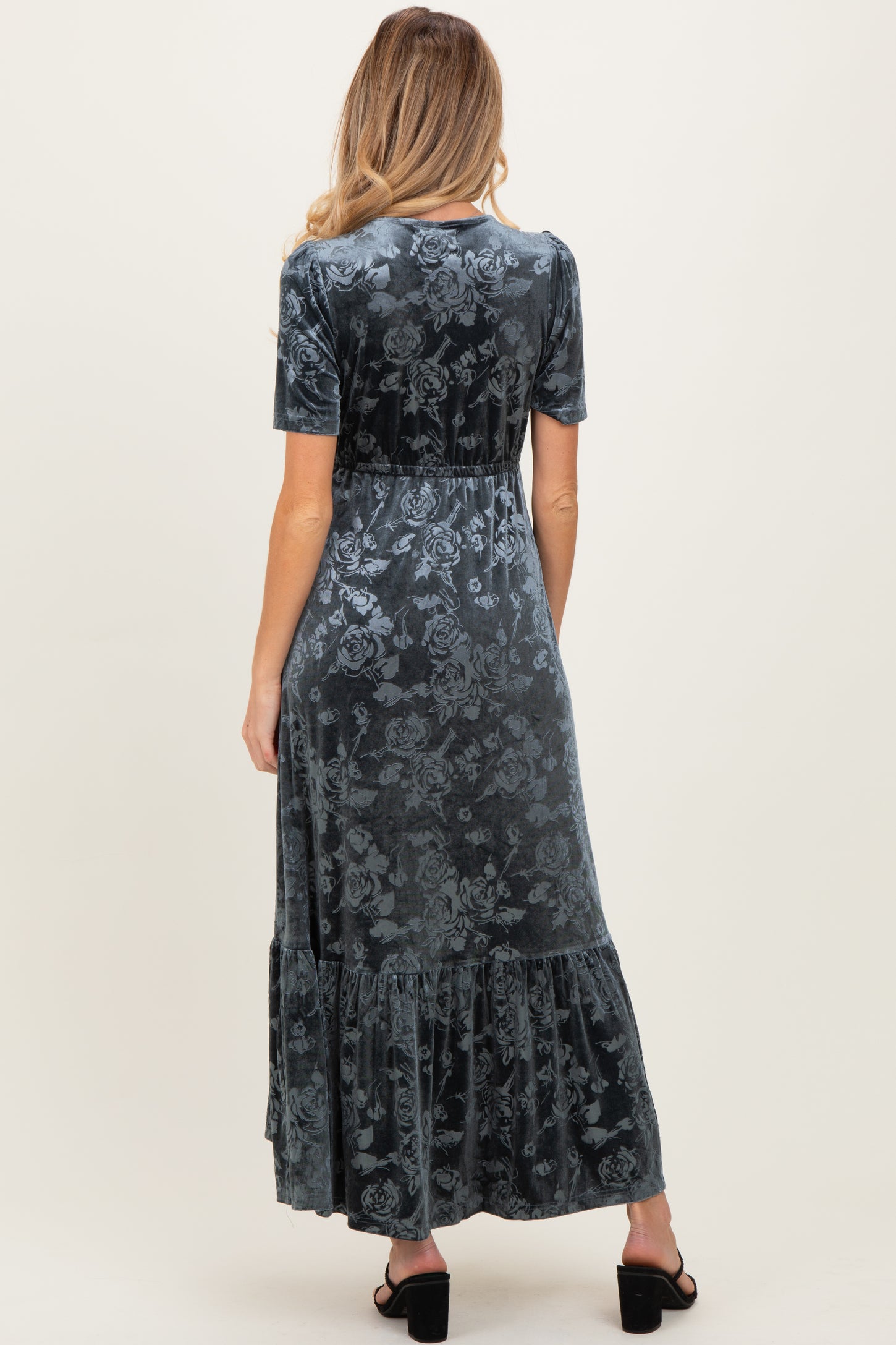 blue grey velvet dress Baltic Born Womens Everley Velvet Maxi Dress | Whisper Blue