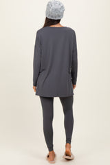Charcoal Brushed Knit Oversized Top and Legging Set