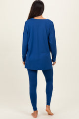 Navy Brushed Knit Oversized Top and Legging Set