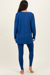 Navy Brushed Knit Oversized Top and Legging Set