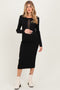 Black Fitted Mesh Cutout Maternity Dress