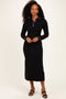 Black Denim Trim Knit Dress