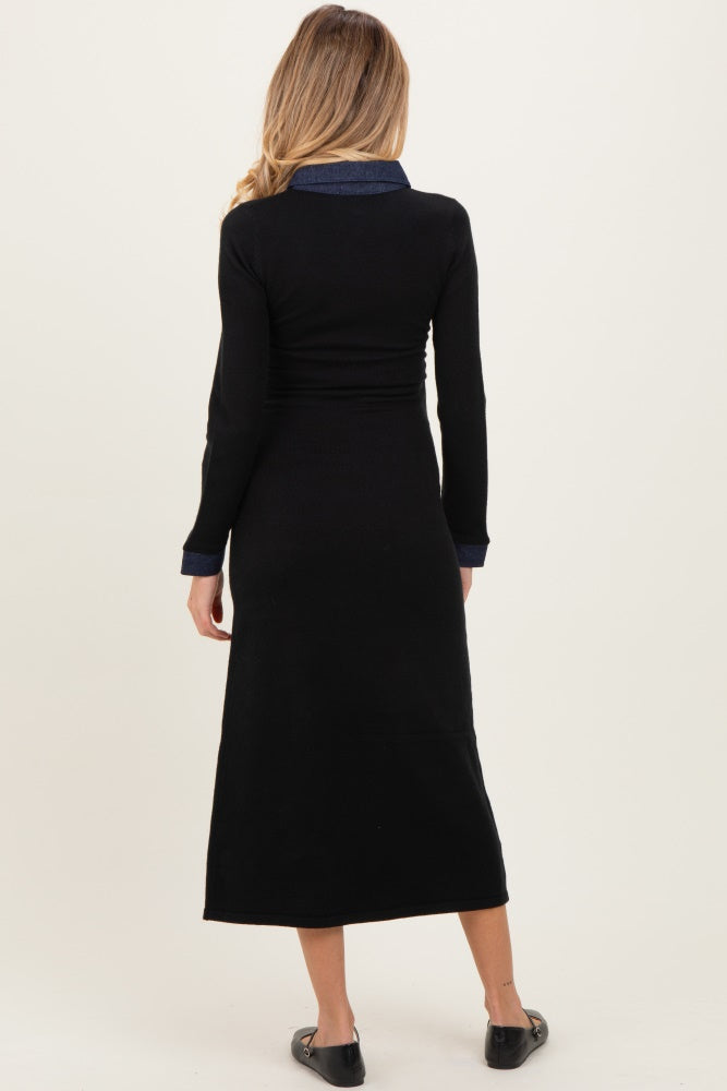 black denim long sleeve dress Trim Maternity Knit – PinkBlush Machine wash cold and Color:Gold/White Spring POL Made Baby Blue on