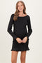 Black Shimmer Lettuce Edge Maternity Knit Dress