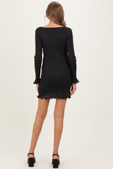 Black Shimmer Lettuce Edge Maternity Knit Dress
