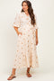 Brown Floral Cotton Gauze Tiered Maternity Midi Dress