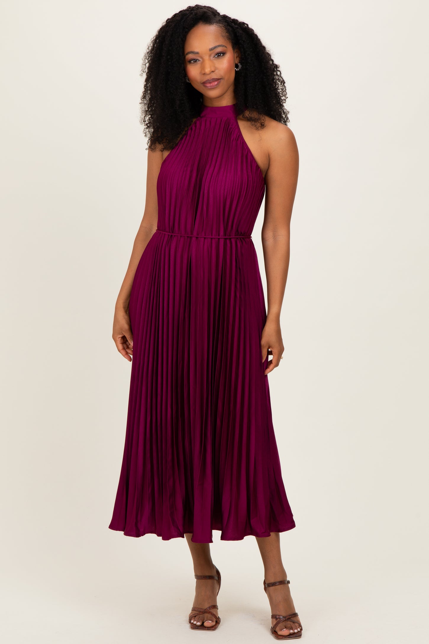 magenta pleated dress Cora Pleated Maxi Dress - Magenta