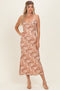 Peach Cowl Neck Lace Up Back Maxi Dress