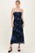Black Floral Ruched Mesh Maxi Dress