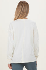 Cream Oversized Washed Long Sleeve Pocket Maternity Top