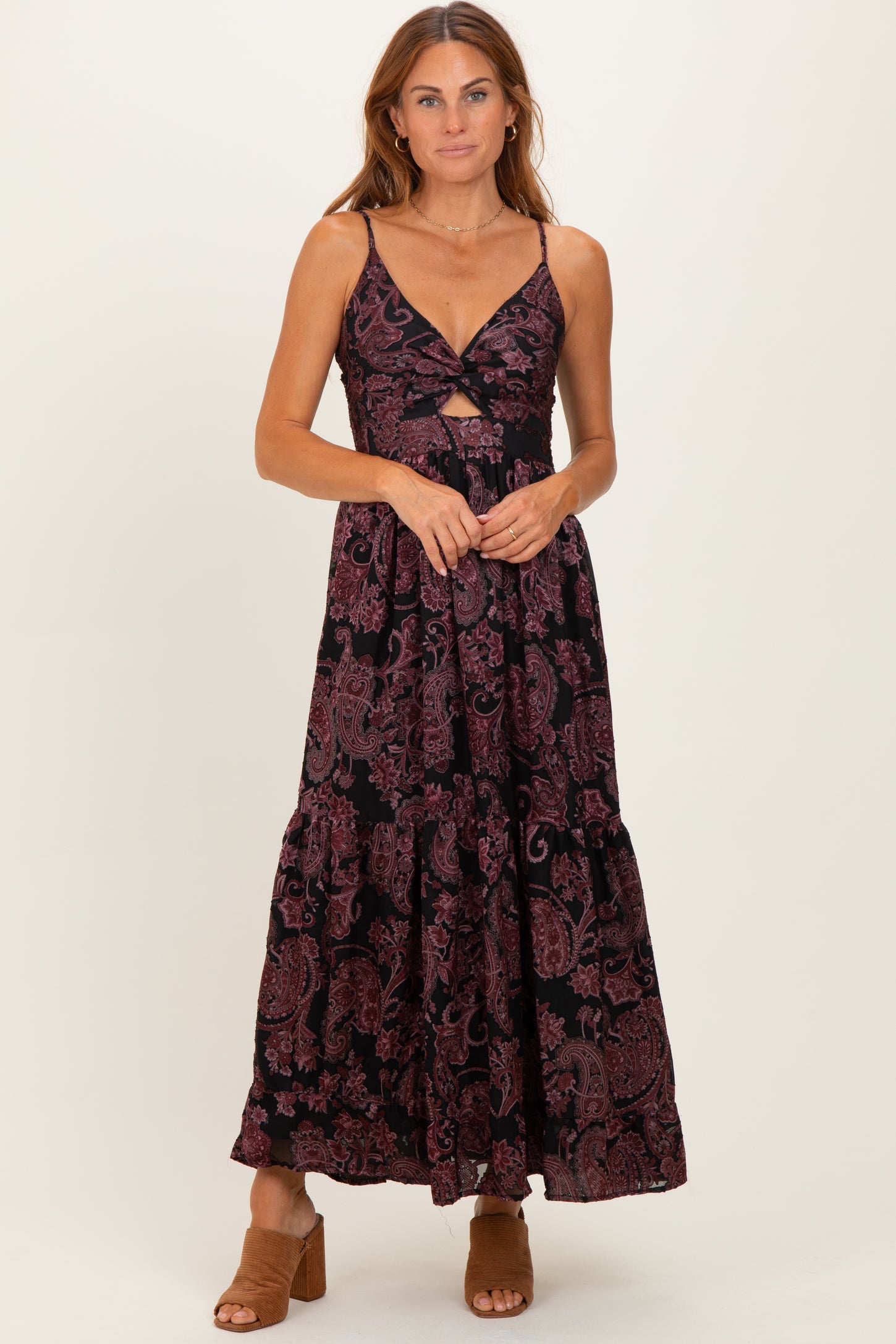 black paisley maxi dress LTS Tall Black Paisley Tie Waist Maxi Dress