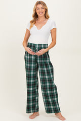 Green Plaid Wide Leg Maternity Lounge Pants
