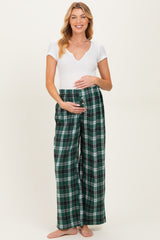 Green Plaid Wide Leg Maternity Lounge Pants