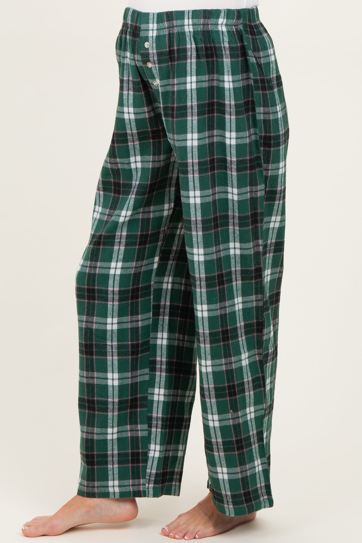 Green Plaid Wide Leg Maternity Lounge Pants