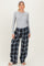 Navy Plaid Wide Leg Maternity Lounge Pants