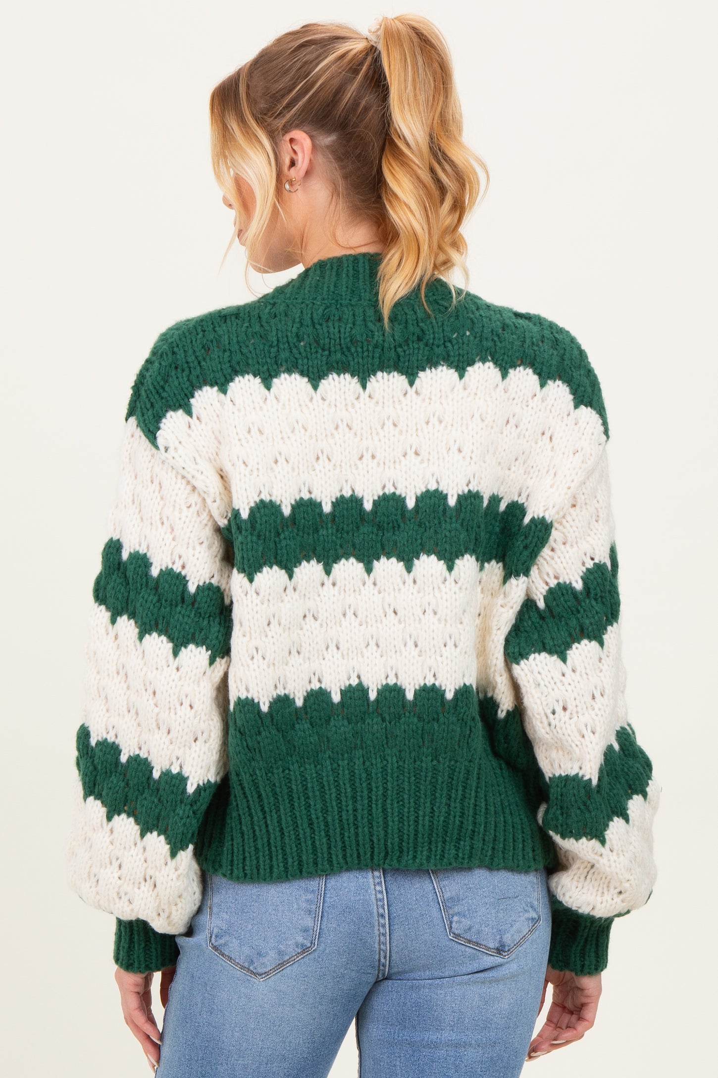 Green Oversized Cloud Pattern Knit Maternity Cardigan
