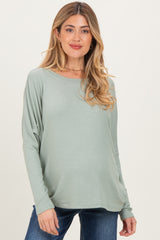 Sage Green Relaxed Fit Dolman Long Sleeve Maternity Top