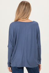 Navy Relaxed Fit Dolman Long Sleeve Maternity Top