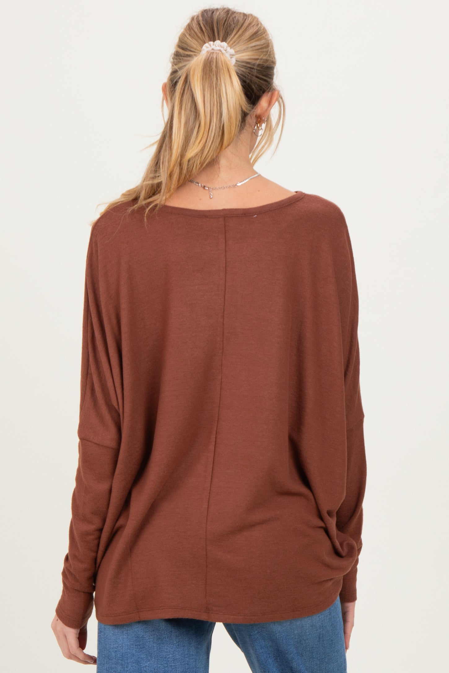 Rust Relaxed Fit Dolman Long Sleeve Maternity Top