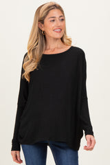Black Relaxed Fit Dolman Long Sleeve Maternity Top