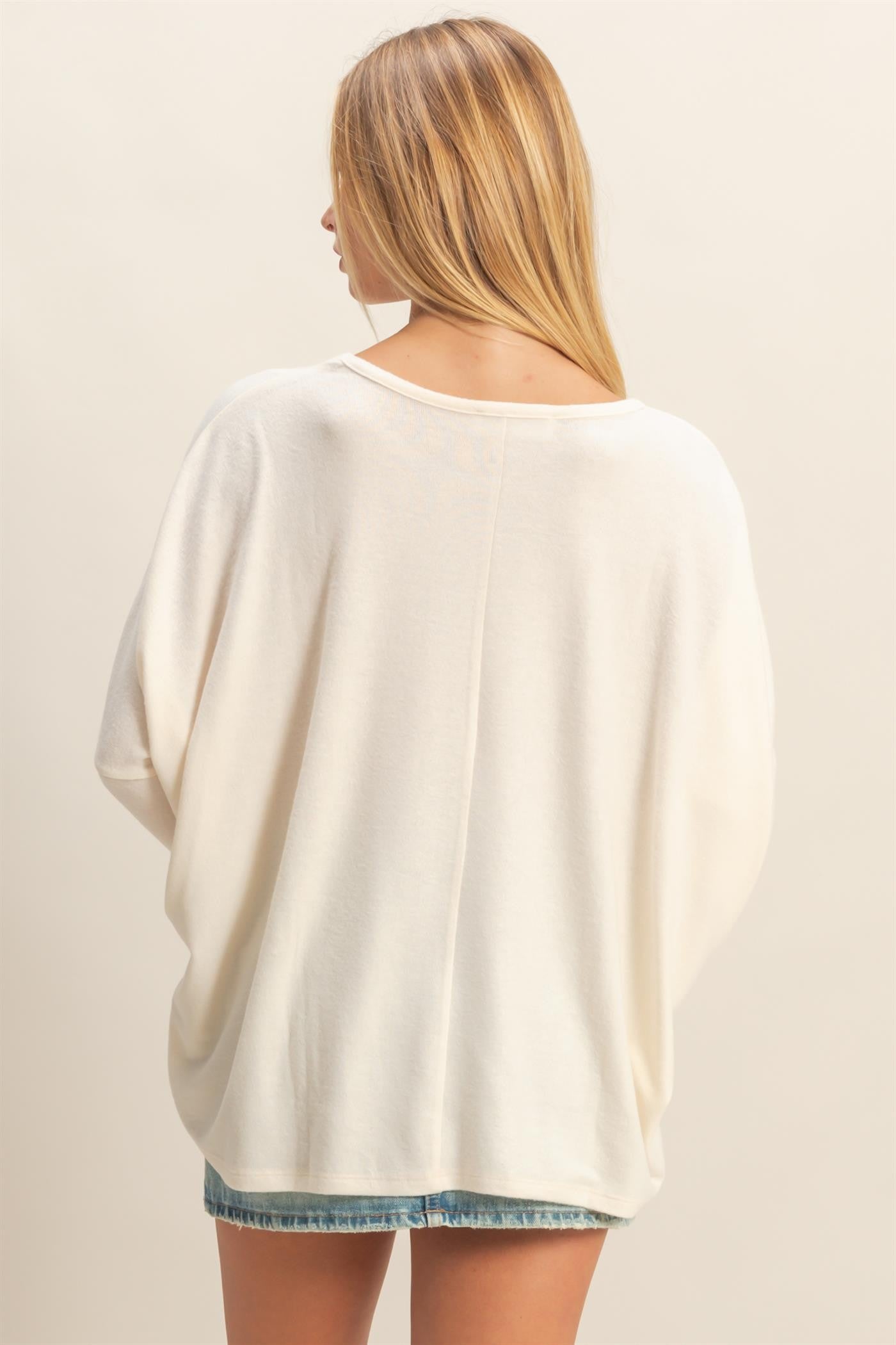 Cream Relaxed Fit Dolman Long Sleeve Top